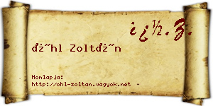 Öhl Zoltán névjegykártya